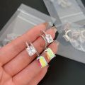 【Top Picks】Super Flash Dream Square High-end Glow Sugar Earrings Women Zhan Qiuyi with Bright Elegant Elegant Earrings. 