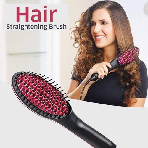 Simply Straight Ceramic Hair Straightening Brush - Black & Pink