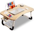 Lap Desk Bed Tray Table, Foldable Bed Desk For Laptop, Stand Bed Table With Usb Charging Port/cord Organizer/storage Drawer/reading Stand/cup Holder, Laptop Desk For Bed Couch, Eating/working/writing. 