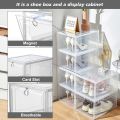 Shoe Boxes Clear Plastic Stackable, Shoe Organizer for Sneaker Storage with Magnetic Front Door Shoe Display Case Shoe Containers,Easy Assembly(13.6"x10.6"x7.7" Clear White) ( Single Piece). 