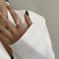 Sale】Simple Ball Ring Women's Retro Fashion Silver Double-Layer Ring Elegant Ins Artistic Food Finger Trendy. 