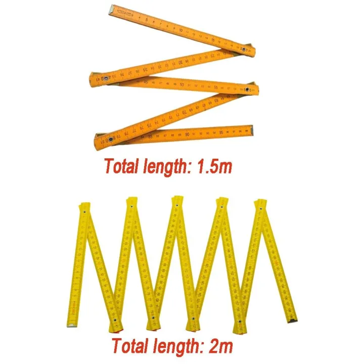 Foldable Double Sided Scale .5M 2M Folding Wooden Ruler General Use DIY ...