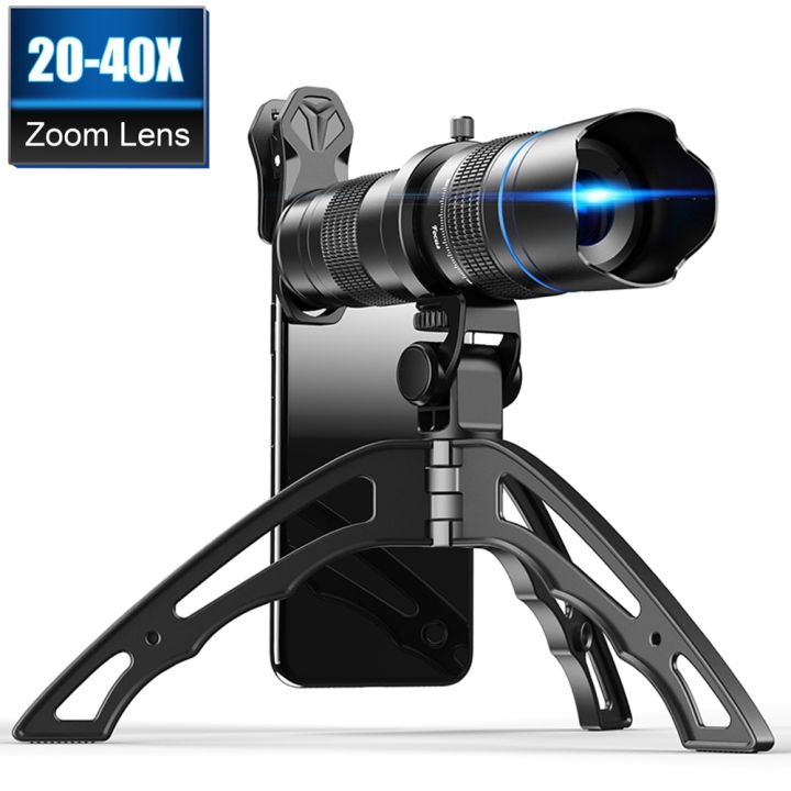 Apexel HD 20-40X Zoom Telescope Lens with Tripod Monocular Telephoto Phone Camera Lens for IPho-ne Hua-wei All Smartphones Camping