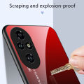 Biruiqu For Honor 200 Pro Shockproof Gradient Tempered Glass Back Soft Silicone Edge Case Cover. 