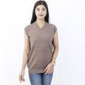 Chestnut Brown Solid Mix Cashmere Half Sweater For Women. 