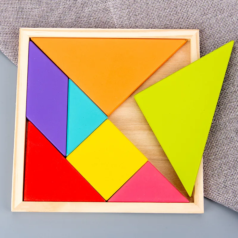 Square It Up Tangram Puzzle | Wooden Brain Teaser Game Retro Style