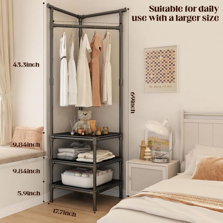 Corner%20coat%20hanger%203%20layer%20Corner%20Coat%20Rack,Freestanding%20Sturdy%20High%20Hall%20Trees%20With%20Shoes%20Rack%20and%20entryway,dress%20room,bedroom,and%20living%20room%20-%20Image%205