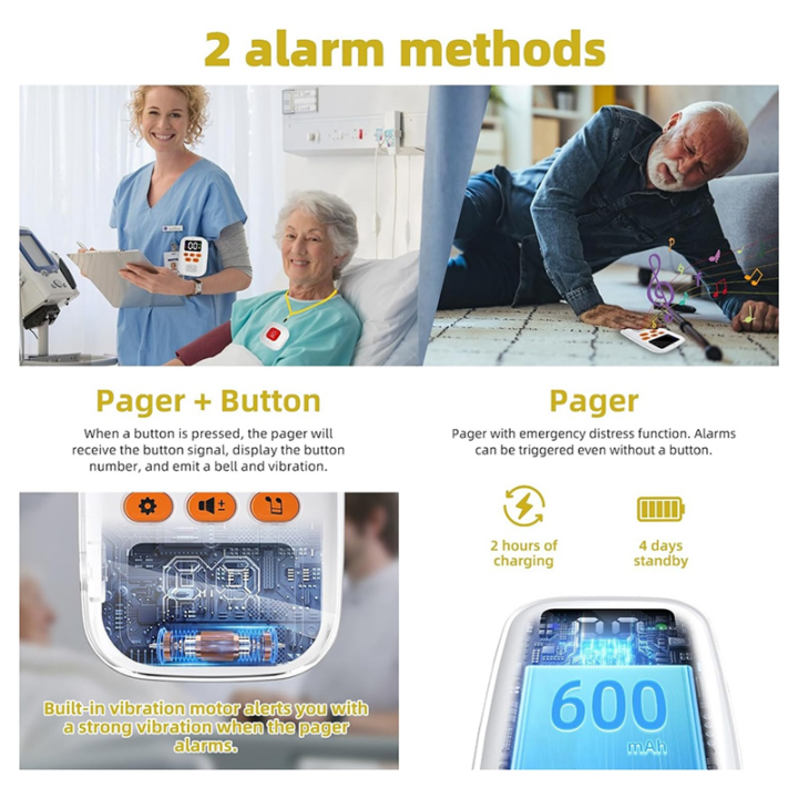 Wireless Caregiver Caregiver Pager Wireless Call Button SOS Emergency ...