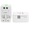 Universal Travel Adapter with 2 USB Charging Slot| International Plug Converter (AU/US/EU/UK) | Surge Protection, Compact Design, Safety Shutter & Travel Pouch - Compatible in 150+ Countries. 