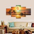 5 Piece Premium Quality HD Wall Art Picture Beautiful Silent Nights Full Moon on Canvas for Living Room Decor Solid Wood Inner Frame. 