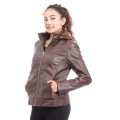 Front Zipped Faux Leather Inner Fleece Jacket For Women. 