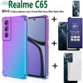 BLKNAIM 4-in-1 NEW For Realme C65 case Anti-fall Color phone case +Purple light Matte Ceramic Film +Carbon Fiber Back Film +Lens Film. 