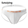 Sutuiying Special 1PCS Gay Men Mesh Jockstrap Underwear Sissy Panties Cueca Tanga Male Thong G String Hollow Out Strap Briefs Lingerie. 