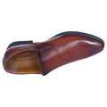 Brown Leather None Lace Pattern Design Black Horse  Formal Shoes For Men. 