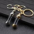 NEW Cylinder Glass Vial Keychain for Ash Sand Steel Wishing Bottle Pendant Keepsake Openable Screw Cap Perfume Jars. 