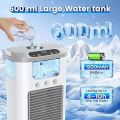 Portable Mini Air Cooler Fan/ Humidifier with USB charger | Battery 1200 mAh Air Cooler | 600 ml Water Tank | Evaporative Cooling Humidification | 3 Modes | 7 Colours Wireless Light for Home, Office | Desktop Fan. 