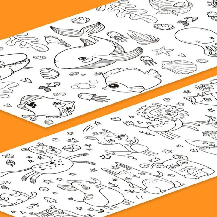 Early Educational Coloring Poster Art Wall Sticker Watercolor Paper ...