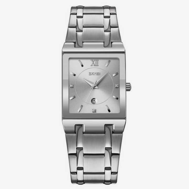 SKMEI 9263 Luxury Rectangle Shape Date Display Stainless Steel
