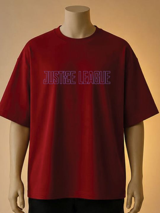 Justice%20League%20Printed%20Printed%20T-Shirt(Brown,%20Black,%20Maroon,%20White,%20Cream)%20-%20Image%203