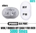 BB AM/PM Pocket Pill Organizers - 2 Sided Organiser Box Pill Organizer Pocket Small Case Holder AM PM Pill Organizer Portable Two Compartment Pill Case Round Pill Container Travel 2 Times a Day for Vitamin Medication Supplement. 