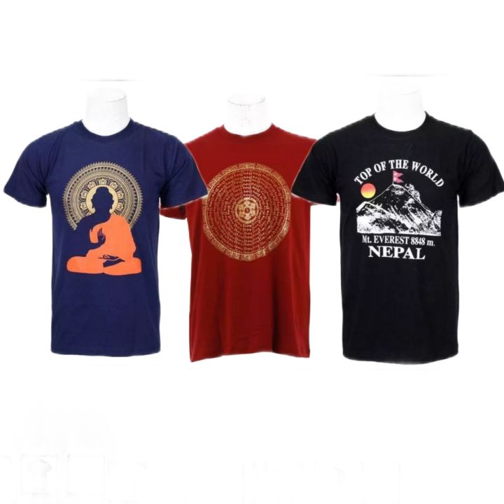 Made in Nepal Printed  T-Shirt 3 Pcs Combo Set For Men
