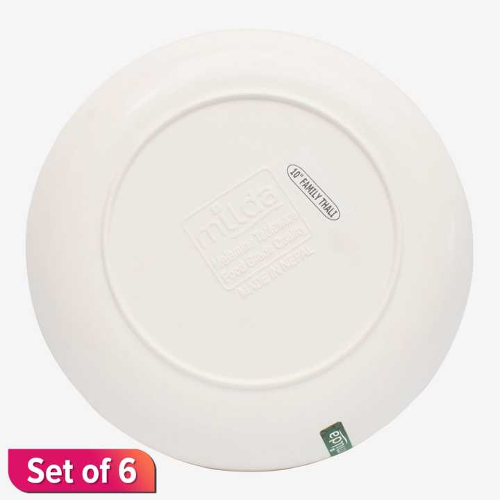 White/Pink%20Milda%20Plastic%20%20Dining%20Plate%20Flower%20Printed%2010Inch%20Set%20of%206%20-%20Image%203
