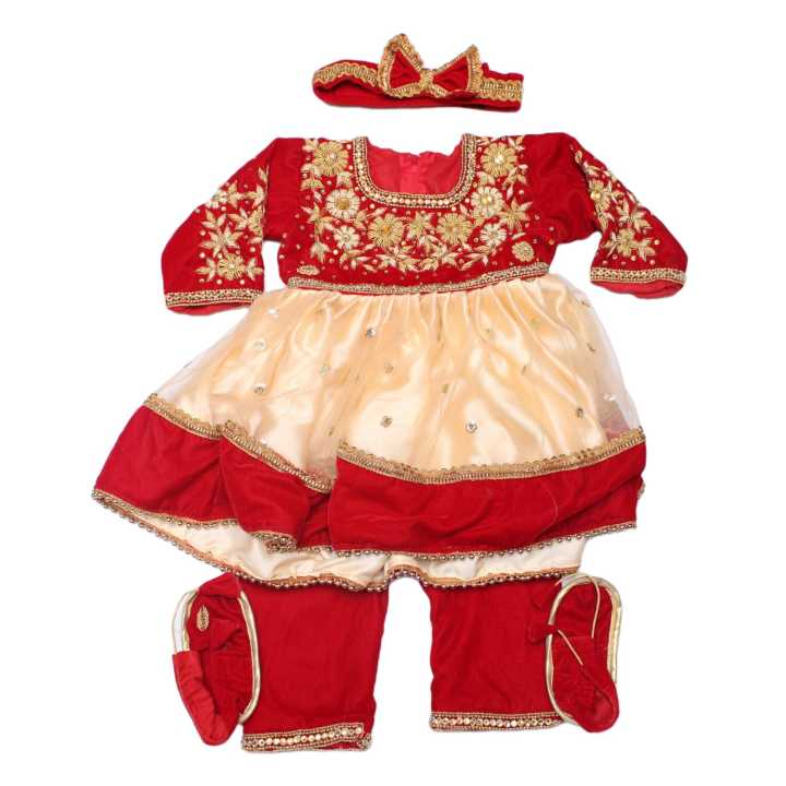 Baby Girls Pasni Dress Set-Velvet-Red