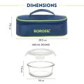 Borosil Glass Lunch Box, Microwave Safe Office Tiffin (400 ml) With Bag -Set of 2. 