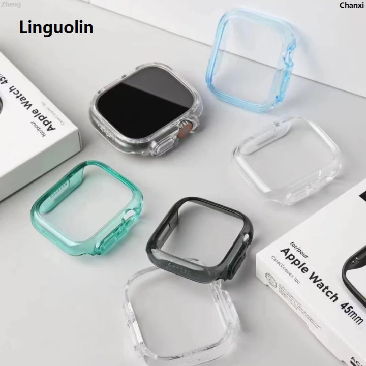 ChanxiPortable Linguolin Watch Ultm 45mmtch CaIN FITSgp TH Clear Apple Wase Luxury for IWatch Series 7/8 41m 49mm ra PC Phone Case
