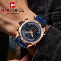 NAVIFORCE NF9170 Dual Movement Digital Analogue Quartz Watch For Men - Rosegold/Blue | Fashion NaviForce Watch For Men. 