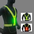 Work Fishing Sports Vest LED Reflective Vest Double-sided Lighting High Visibility Night Running Light Up Vest Night Warning Adjustable Waist/Shoulder Running Gear Cycling. 