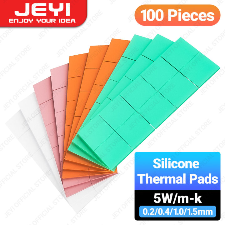 Vylon JEYI 100-Pack Thermal Conductive Silicone Pads, M.2 SSD NVMe NGFF Thermal Pad for PC Laptop Heatsink/GPU/CPU/LED Graphics Card