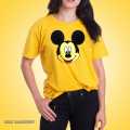 Women's T-Shirt Yellow Micky Printed Short Sleeve round Neck Cotton Casual Fashion Top for Ladies. 