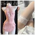 Cheongsam seductive, slit side lace white, pajamas Chinese style Lin Xuejie new sexy tie atmospheric women's summer. 