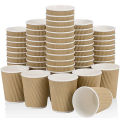 5 oz. Brown Disposable Ripple Insulated Coffee Cups - Hot Beverage Corrugated Paper Cups  pack of [50 Cups]. 