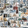 Artsy Home 25/50 Pieces World Famous Architecture Stickers for Laptops Cellphone and Notebook. 