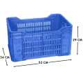 Blue Plastic Multipurpose Rectangular Crate Storage Organizer. 