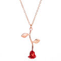 1 Piece Retro Simple Rose Flower Pendant True Party Red Rose Necklace. 