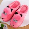 Winter Indoor Plush Slippers Cute Cat Plush Size Sweet Ladies Bow Home Warm Slippers For Women. 