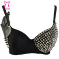 Exotic Dancewear Punk Push Up Bra Rivet Studded Bra Top Burlesque Women Brassiere With Wing Bralette Club Party Sujetador. 