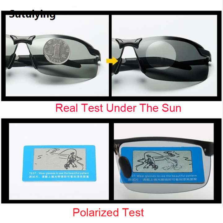 Sutuiying Classic Mens Polarized Sunglasses Photochromic Driving Male Change 2025 Color Gradient Sun Glasses Day Night Vision Driver's Eyewear