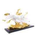 White/Golden Running Horse Ceramic Statue 7inch. 