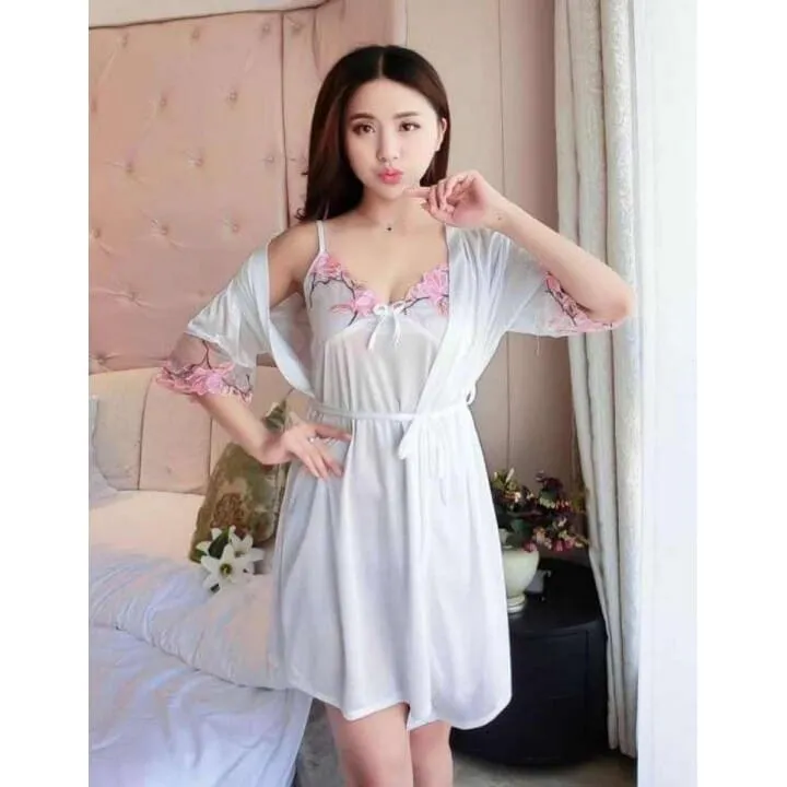 Satin%20Smooth%20Comfortable%20Night%20Dress%20Set%20Of%202%20For%20Women%20-%20Image%203