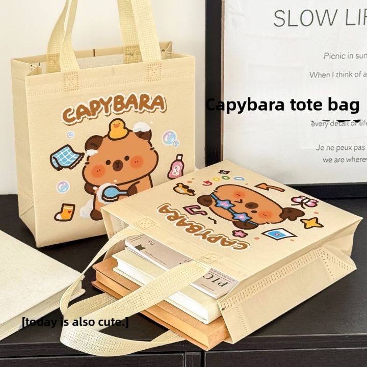 New%20Non-woven%20Capybara%20Tote%20Bag%20Reuse%20Shopping%20HandBag%20Cartoon%20Capybara%20Birthday%20Gift%20Bag%20Portable%20Capybara%20Print%20Canvas%20Bag%20-%20Image%206
