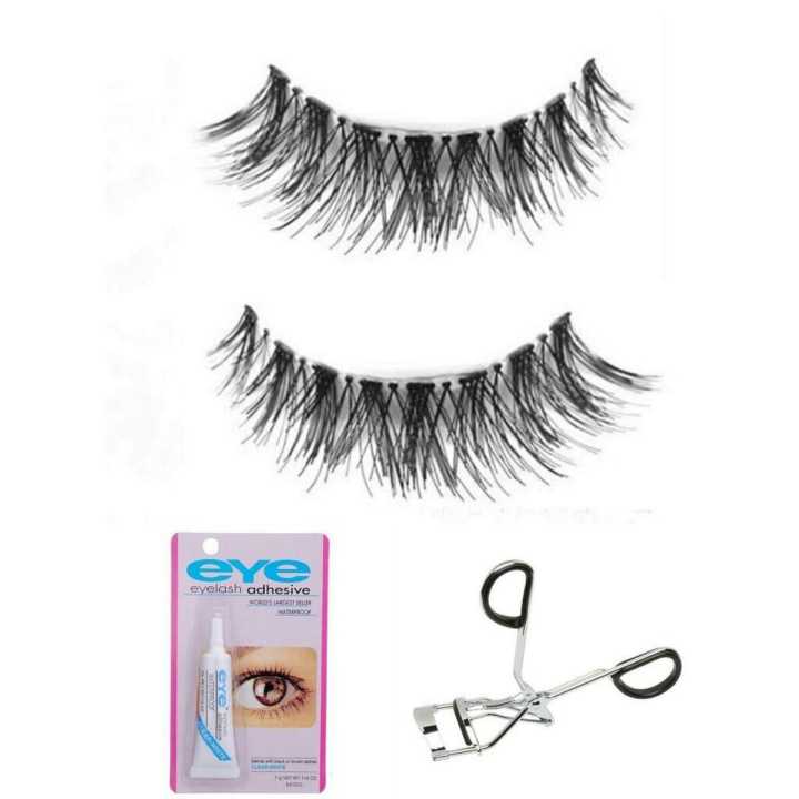 Blast combo of Eyelashes Eyelashes Glue And Eyelash Curlers False Eyelashes 3D Mink Eyelashes Strip