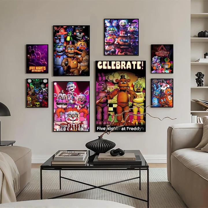 Wall Painting Art Aesthetics Cafe Room Stickers Kraft Paper Vintage Posters Freddie FNAF1PC After Five Nights Dinner Movies Sticky Posters Bar