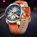 NaviForce NF9211 Men's Fashion Chronograph Day Date Display Leather Strap Luminous Watch - Orange. 