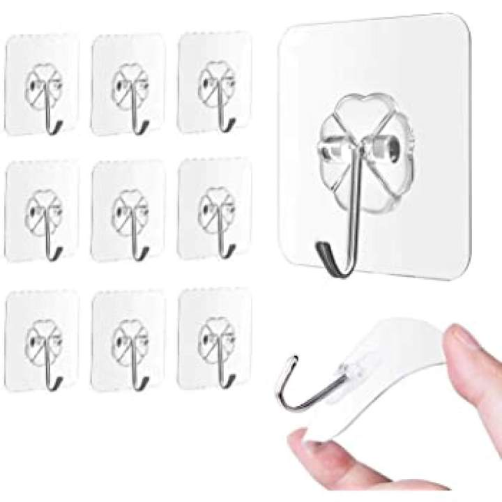 6pcs%20Self%20Adhesive%20Hook%20Transparent%20Hooks%20for%20Kitchen%20Bathroom%20Door%20Ceiling%20Hanger%20%7C%20Home%20Office%20Wall%20Powerful%20Plastic%20Wall%20Hook%20%7C%20Hooks%20For%20Wall%20-%20Image%202