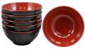 KKS Set of 5 Tibetan Red and Black Melamine Bowl/Bowls | Bowls for Serving Black & Red | 480 ml | Ramen Bowl Melamine Japanese Style Noodle Soup Bowls Cereal Pasta Serving Salad Bowl Asian Dishes for Pho Noodles Thai Chinese Dinnerware Black Red. 
