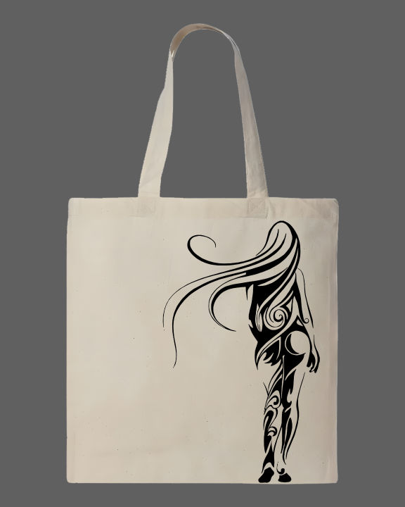 Elegant%20Tribal%20Girl%20Printed%20Tote%20Bag%20%E2%80%93%20Artistic%20Silhouette%20Design%20%7C%20Black,%20White%20-%20Image%202